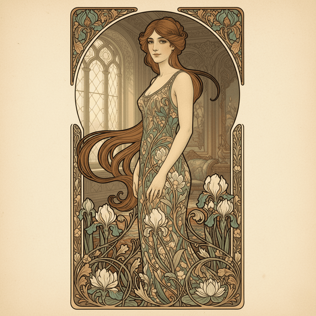 AI Generated Art Nouveau Style Portrait - Professional AI Image Generator